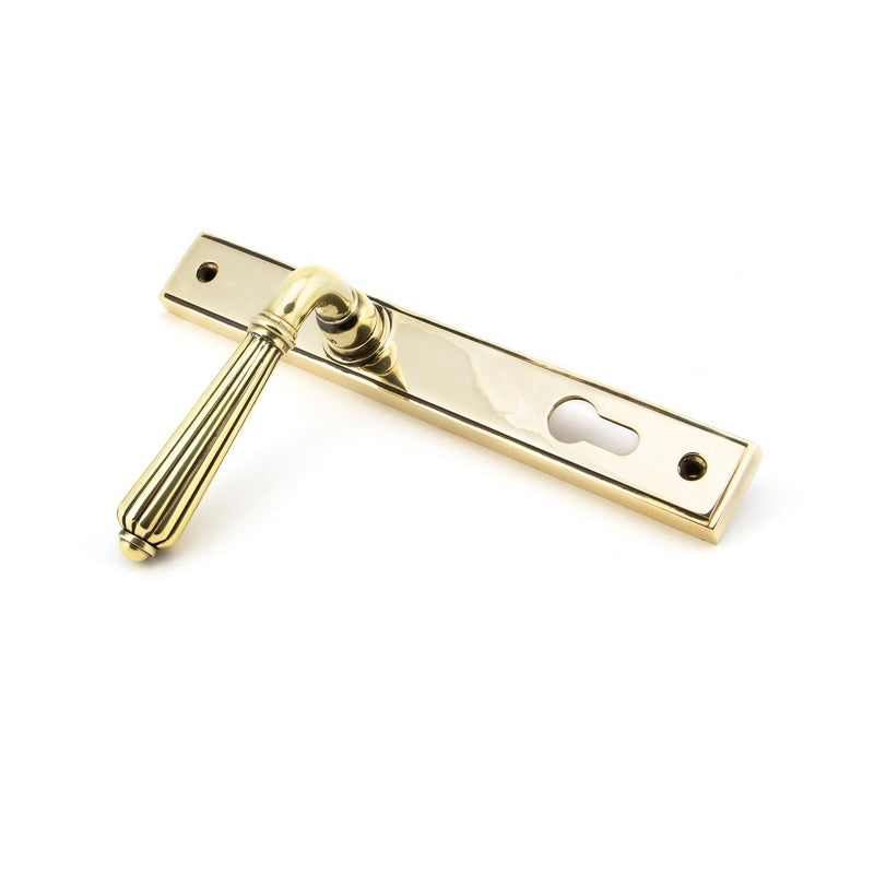 From The Anvil Hinton 92pz Slimline Lever Euro Handles For Multi-Point Locks - Aged Brass