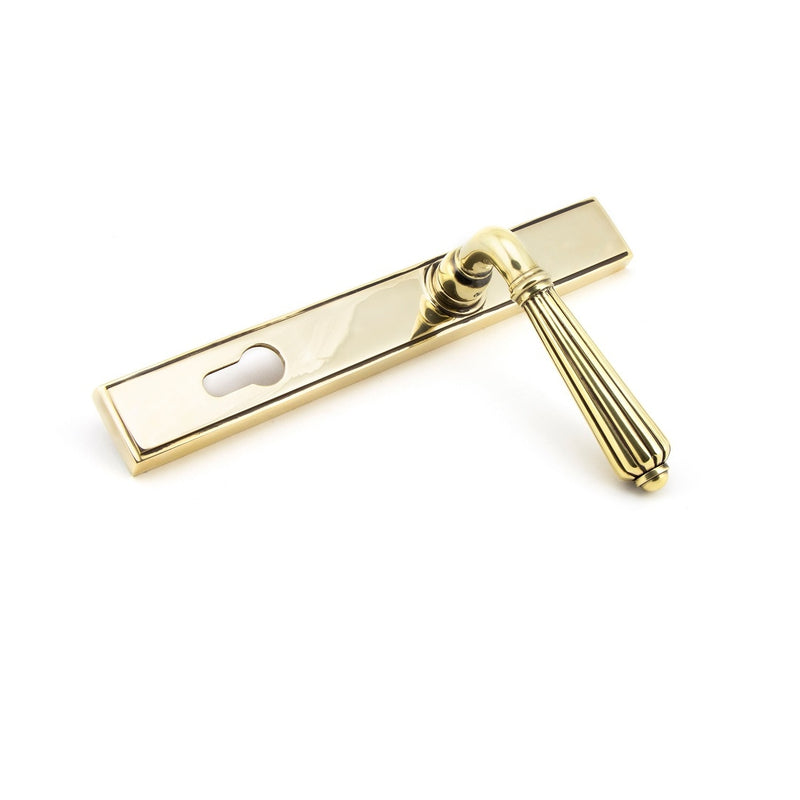 From The Anvil Hinton 92pz Slimline Lever Euro Handles For Multi-Point Locks - Aged Brass