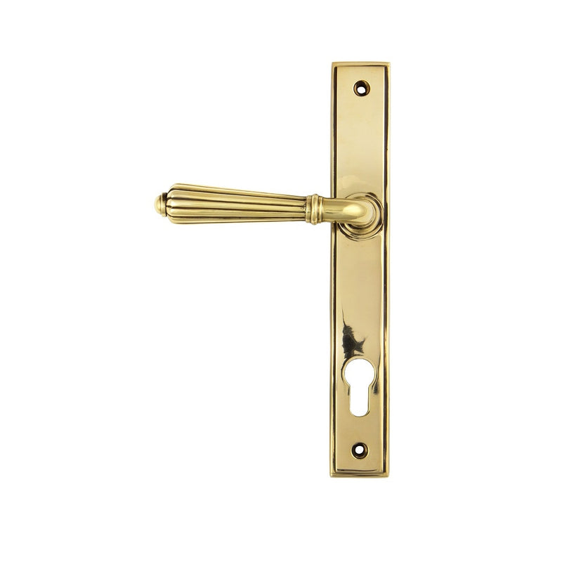 From The Anvil Hinton 92pz Slimline Lever Euro Handles For Multi-Point Locks - Aged Brass