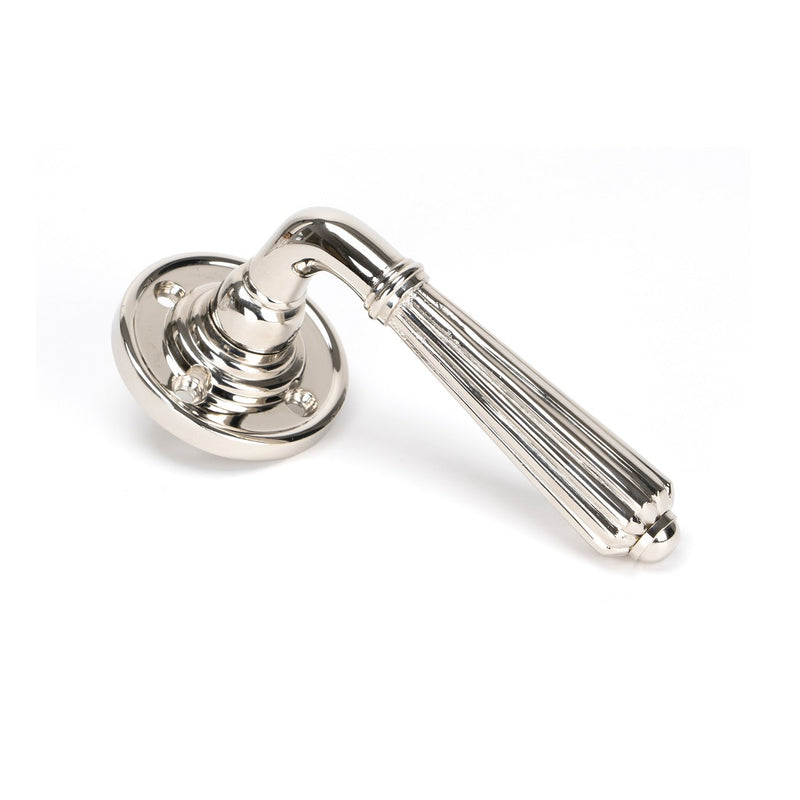 From The Anvil Hinton Lever Handles on Rose - Polished Nickel