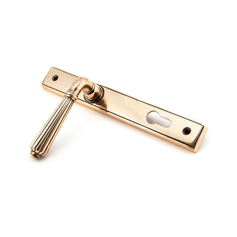 From The Anvil Hinton 92pz Slimline Lever Euro Handles For Multi-Point Locks - Polished Bronze