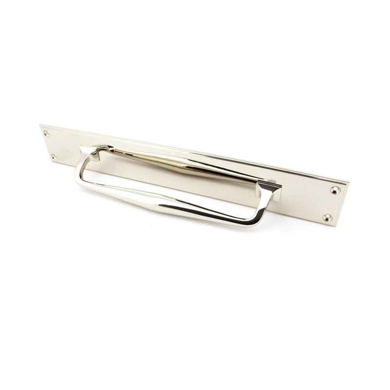 From The Anvil Art Deco Pull Handle On Backplate - 425mm - Polished Nickel