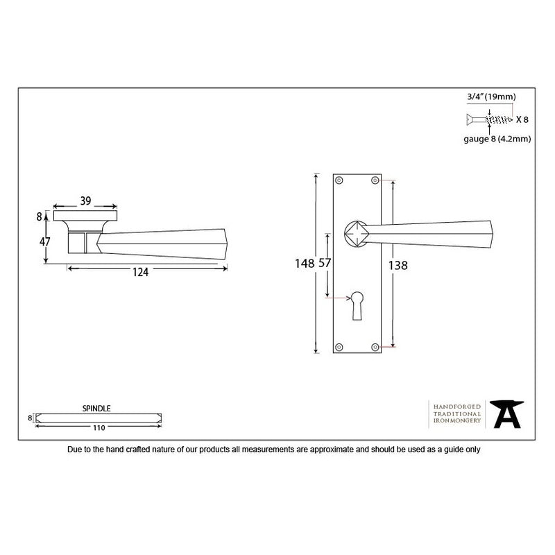 From The Anvil Straight Lock Handles - Antique Pewter