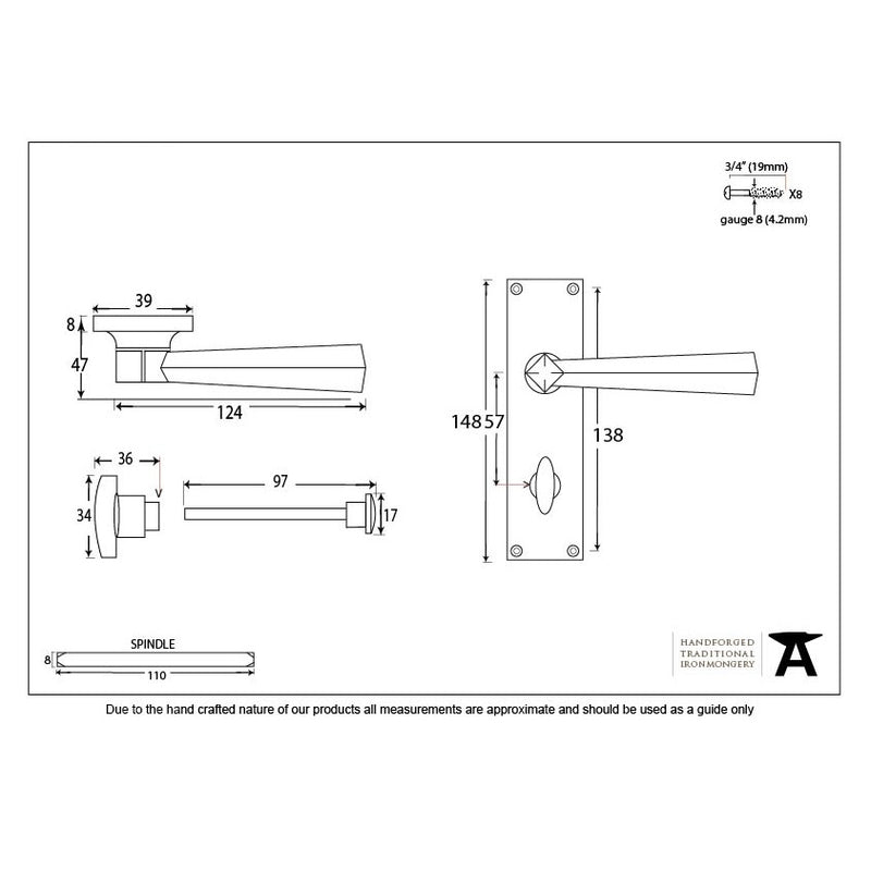 From The Anvil Straight Bathroom Handles - Antique Pewter