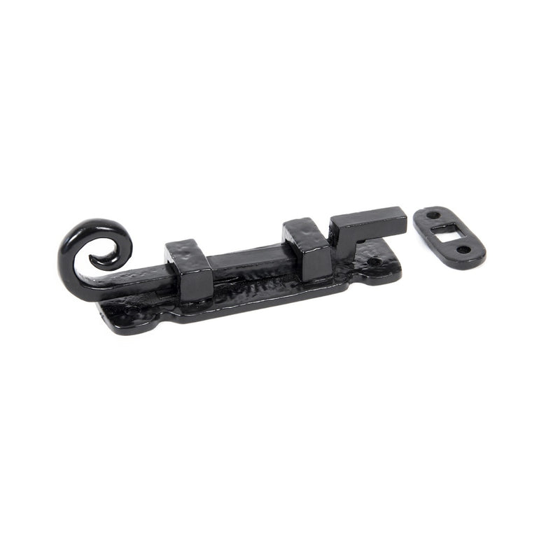 From The Anvil Cranked Monkeytail Door Bolt - 4" - Antique Black