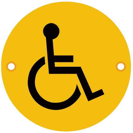 76mmØ Disabled Screw Fix Sign - Polished Brass