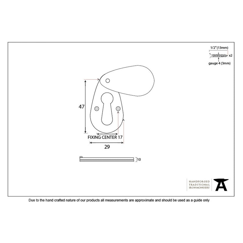 From The Anvil Plain Lever Key Covered Escutcheon - Rosewood and Polished Brass
