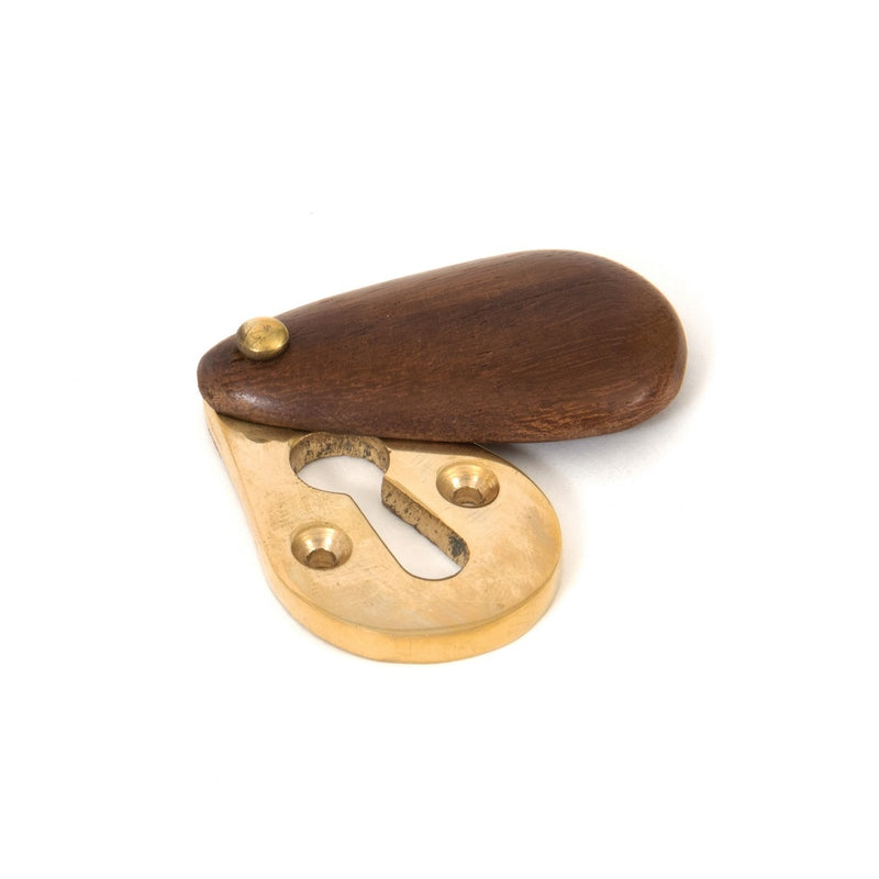From The Anvil Plain Lever Key Covered Escutcheon - Rosewood and Polished Brass