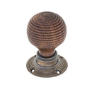 From The Anvil Beehive Knob Handles on Round Rose - Rosewood & Aged Brass