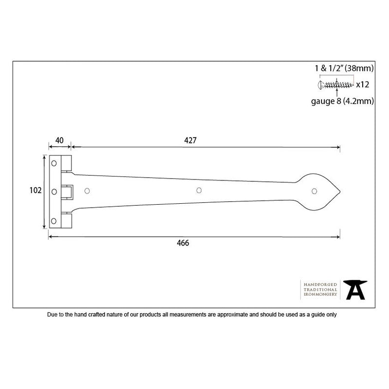 From The Anvil Cast 'T' Shape Hinges (pair) - 18" - Black Antique