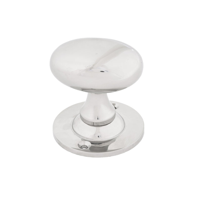 From The Anvil Oval Knob Handles on Round Rose - Polished Nickel