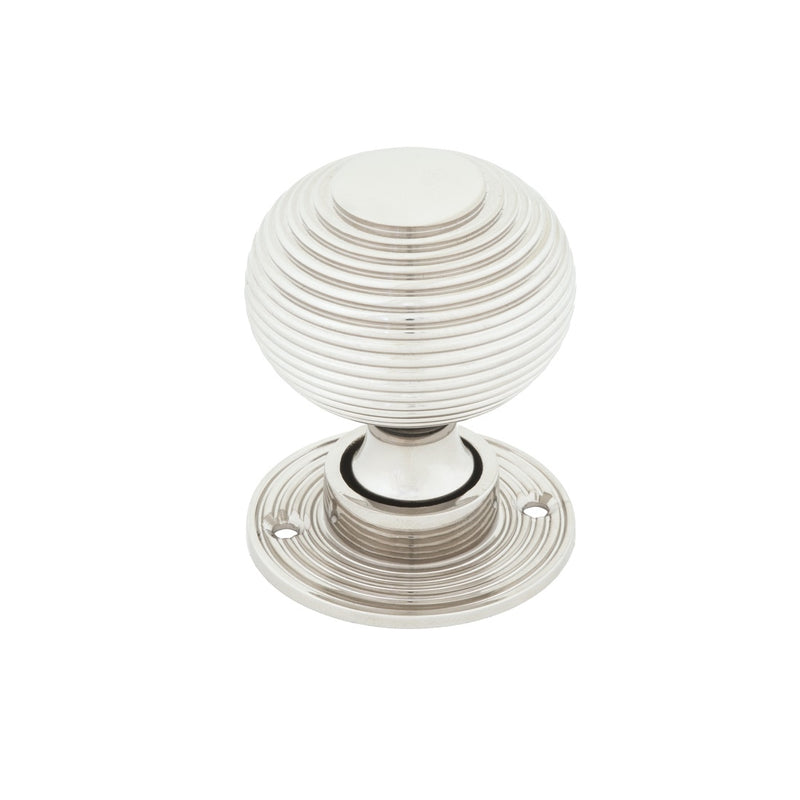 From The Anvil Beehive Knob Handles on Round Rose - Polished Nickel