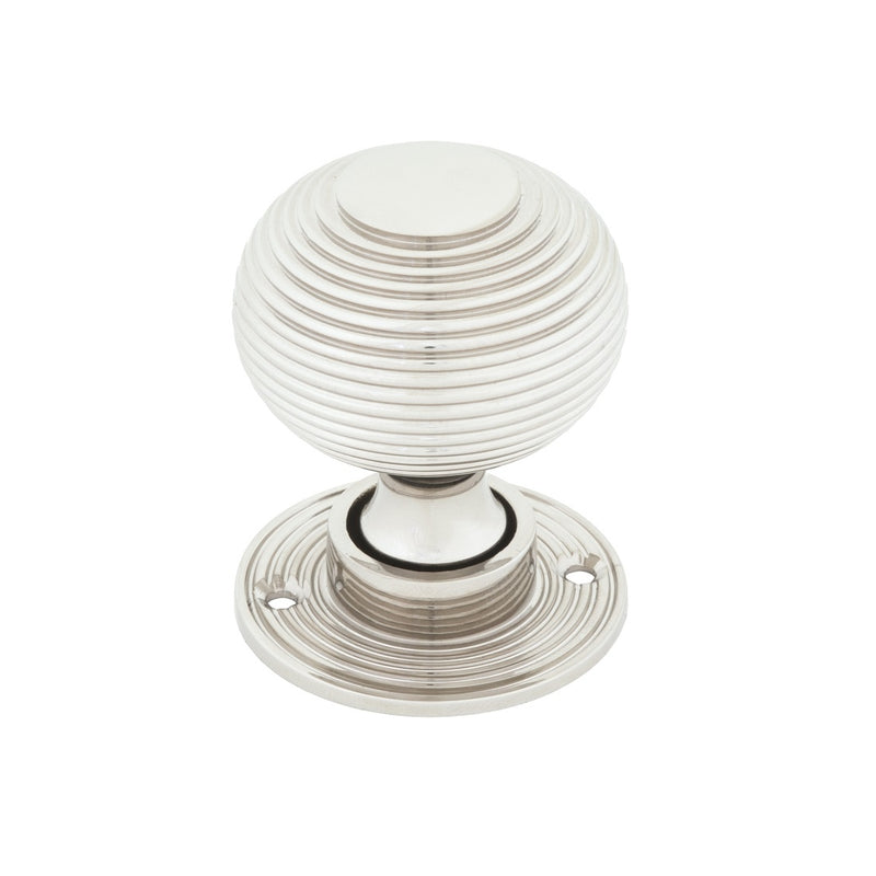 From The Anvil Beehive Heavy Knob Handles on Round Rose - Polished Nickel