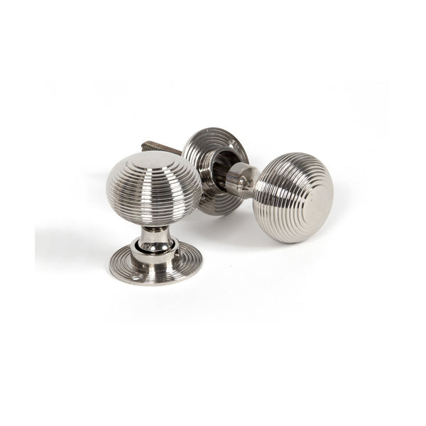 From The Anvil Beehive Heavy Knob Handles on Round Rose - Polished Nickel