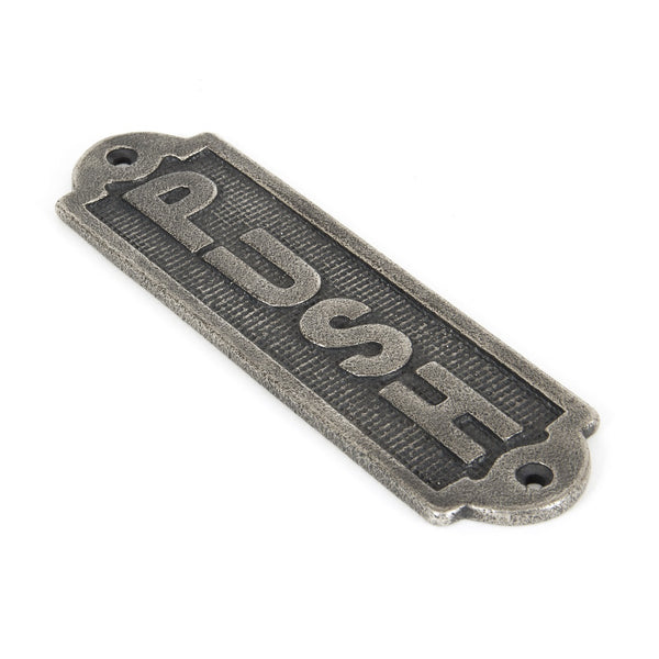 From The Anvil "Push" Sign - Antique Pewter