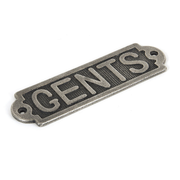 From The Anvil "Gents" Sign - Antique Pewter