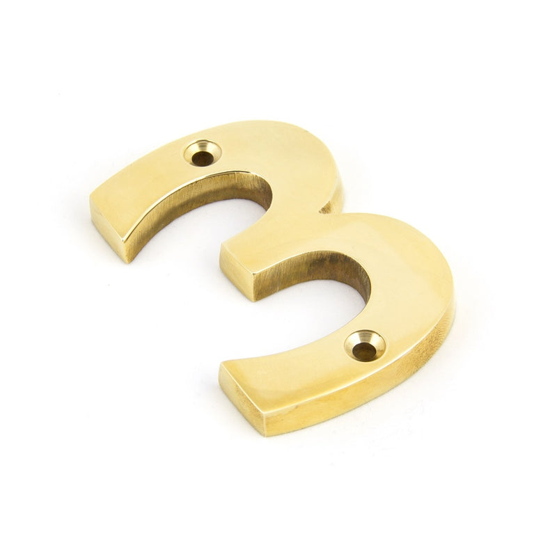 From The Anvil Numeral '3' - Polished Brass