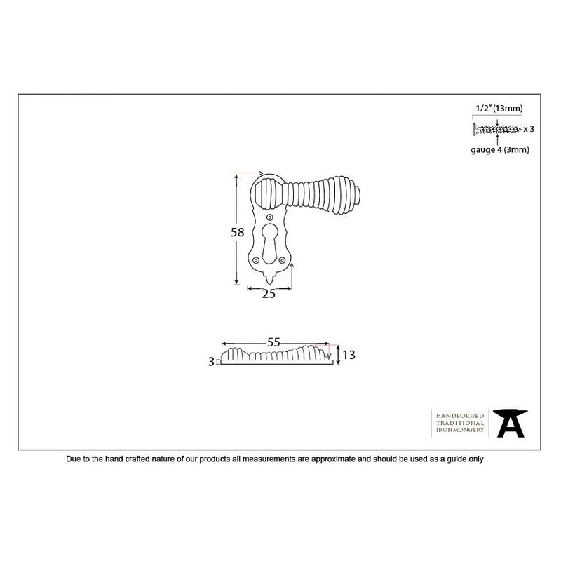From The Anvil Beehive Lever Key Covered Escutcheon - Polished Nickel