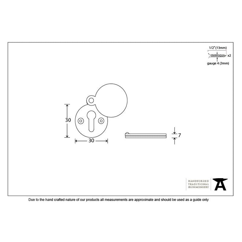 From The Anvil Round Lever Key Covered Escutcheon - Ebony and Polished Brass
