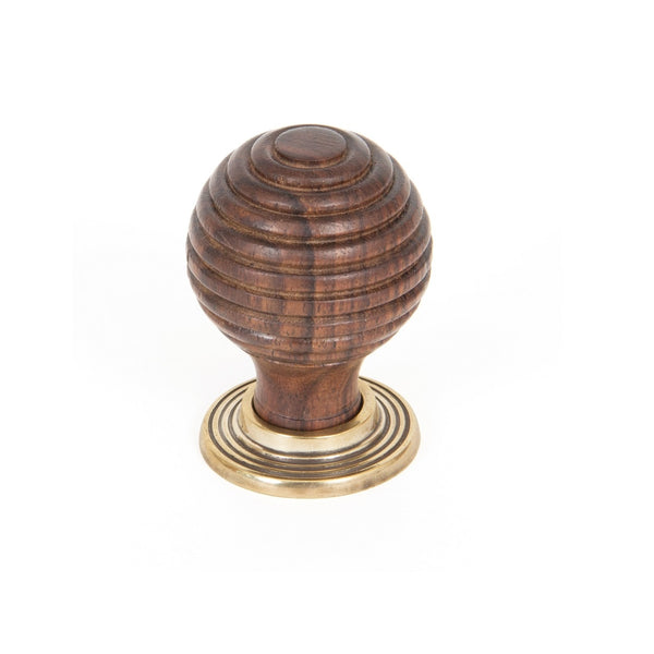 From The Anvil Small Beehive Cabinet Knob - Rosewood and Aged Brass