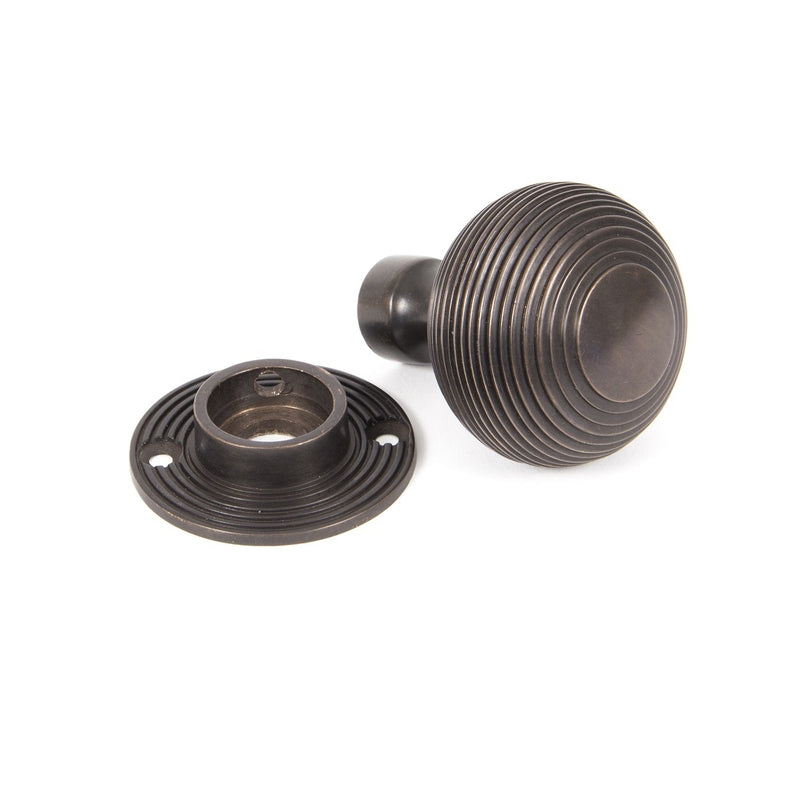 From The Anvil Beehive Heavy Knob Handles on Round Rose - Aged Bronze