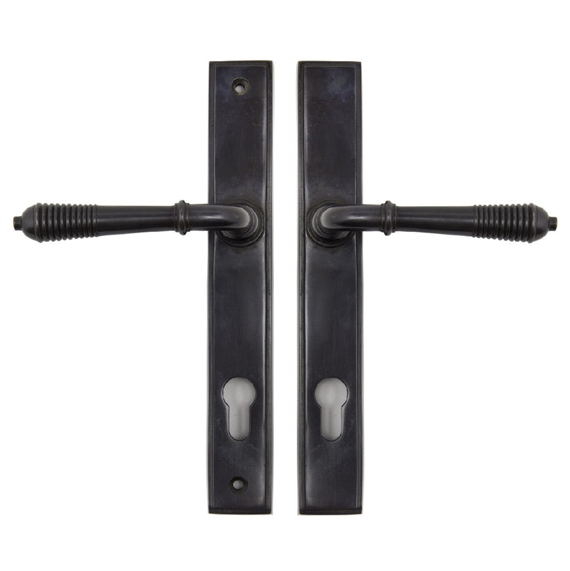 From The Anvil Reeded 92pz Slimline Euro Handles For Multi-Point Locks - Aged Bronze