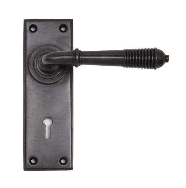 From The Anvil Reeded Lock Handles - Aged Bronze
