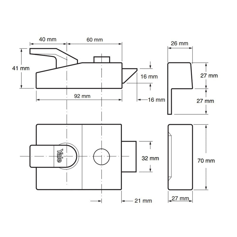 Yale 89 Deadlocking Rim Nightlatch - 60mm Backset - DMG Case with Brass Cylinder