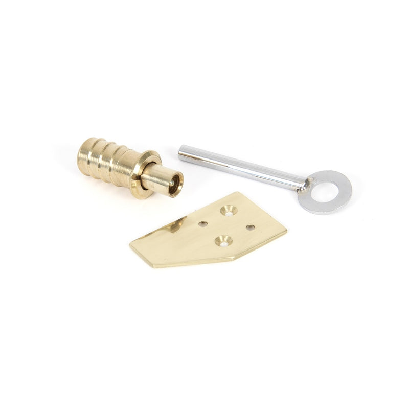 From The Anvil Key Flush Sash Stop - Polished Brass