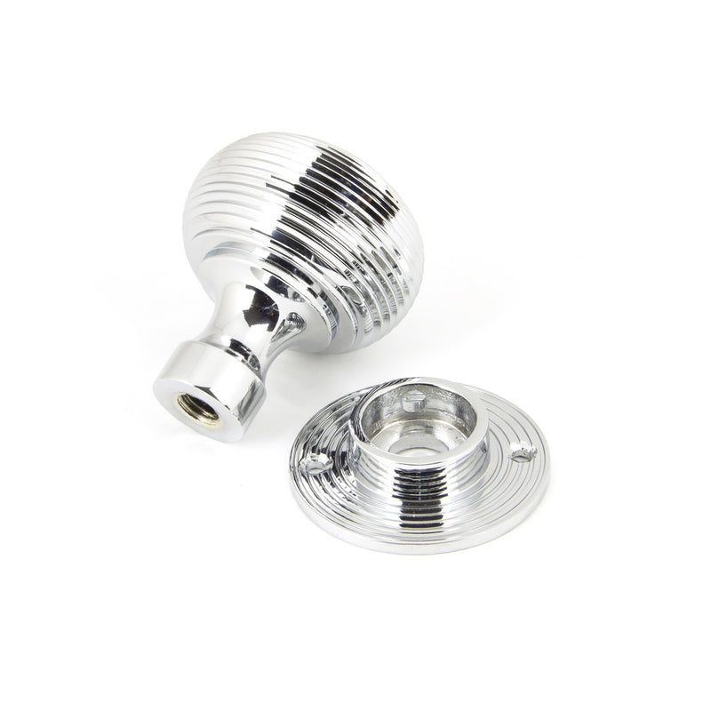 From The Anvil Beehive Heavy Knob Handles on Round Rose - Polished Chrome