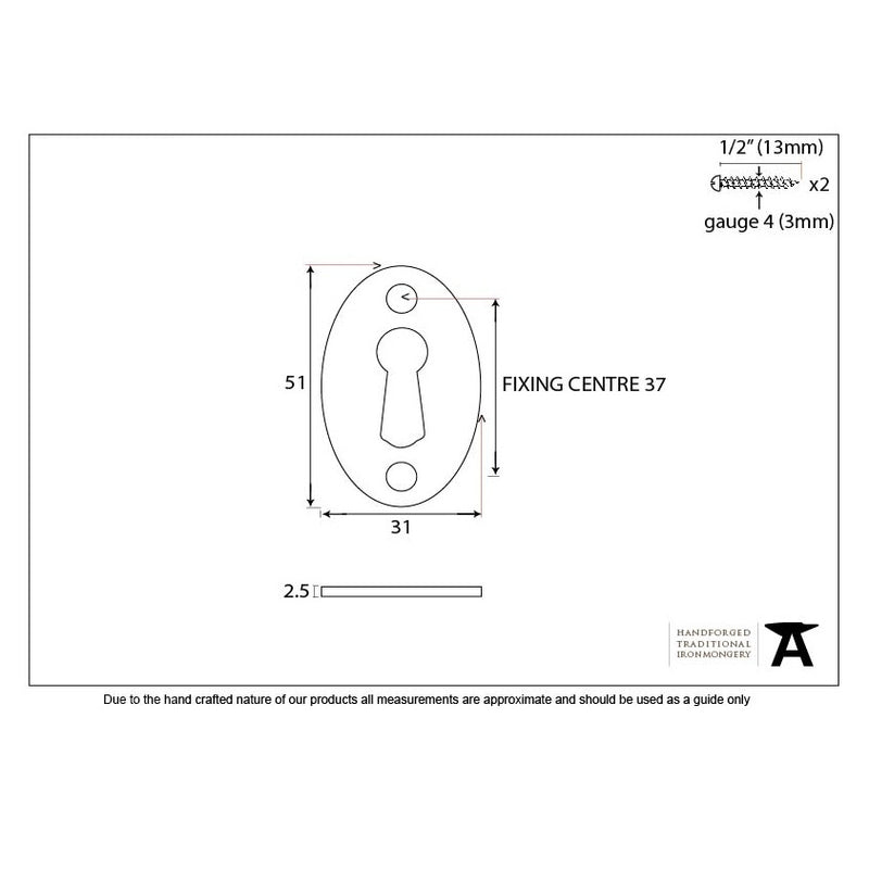 From The Anvil Period Lever Key Oval Escutcheon - Polished Chrome
