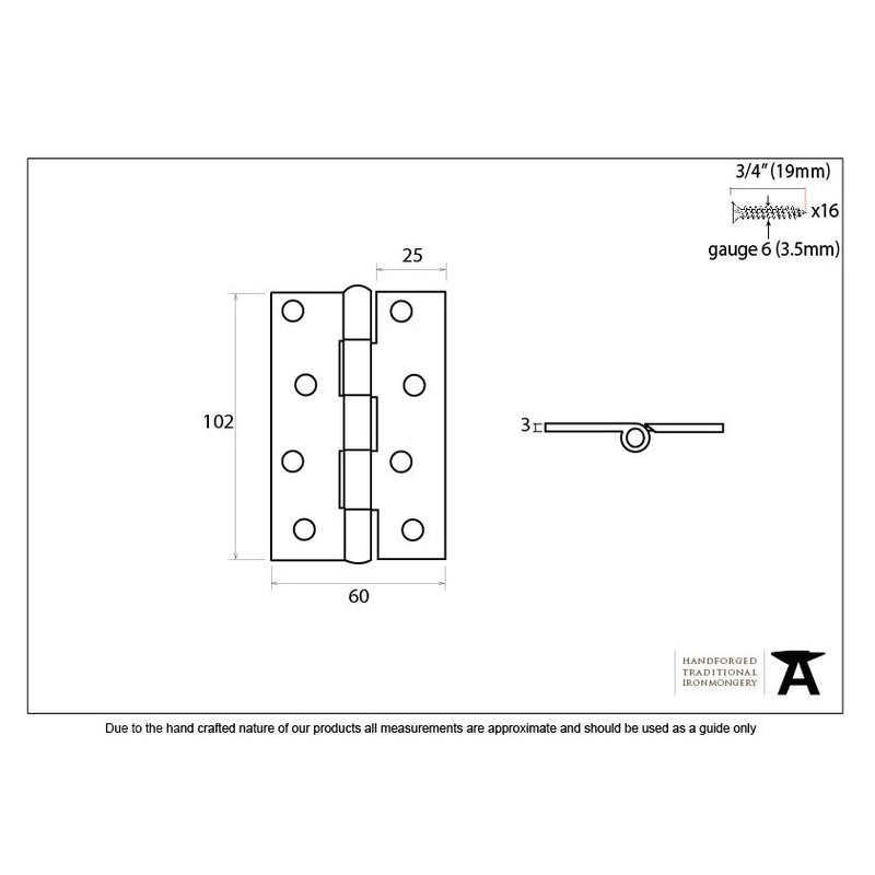 From The Anvil 4" Butt Hinges (pair) - Black