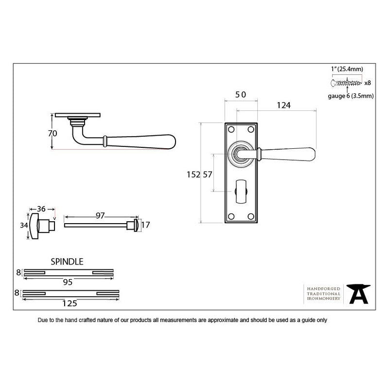 From The Anvil Newbury Bathroom Handles - Aged Brass