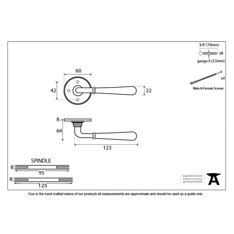 From The Anvil Newbury Lever Handles on Round Rose - Aged Brass