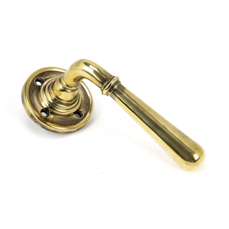 From The Anvil Newbury Lever Handles on Round Rose - Aged Brass