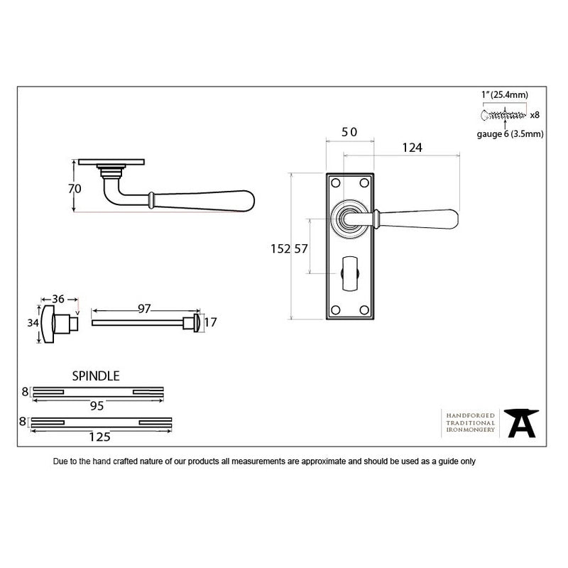 From The Anvil Newbury Bathroom Handles - Polished Nickel