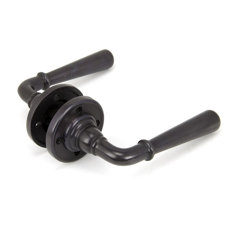 From The Anvil Newbury Lever Handles on Round Rose - Aged Bronze