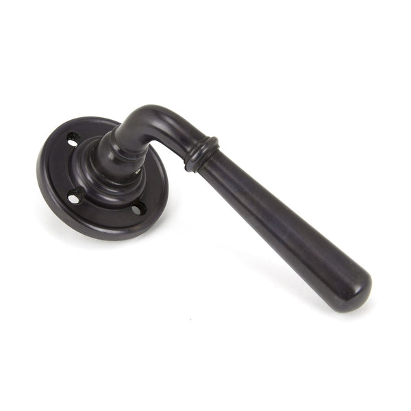 From The Anvil Newbury Lever Handles on Round Rose - Aged Bronze