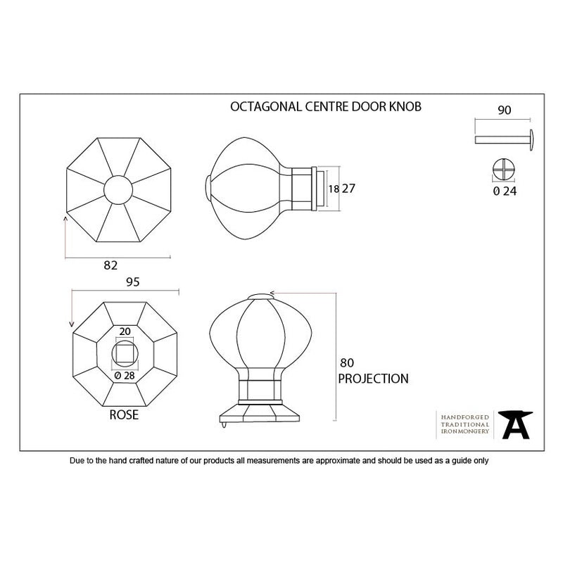 From The Anvil Octagonal External Centre Door Knob - External Beeswax