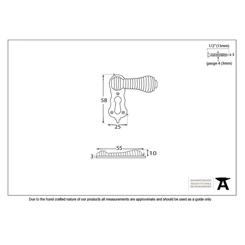 From The Anvil Beehive Lever Key Covered Escutcheon - Rosewood and Polished Nickel