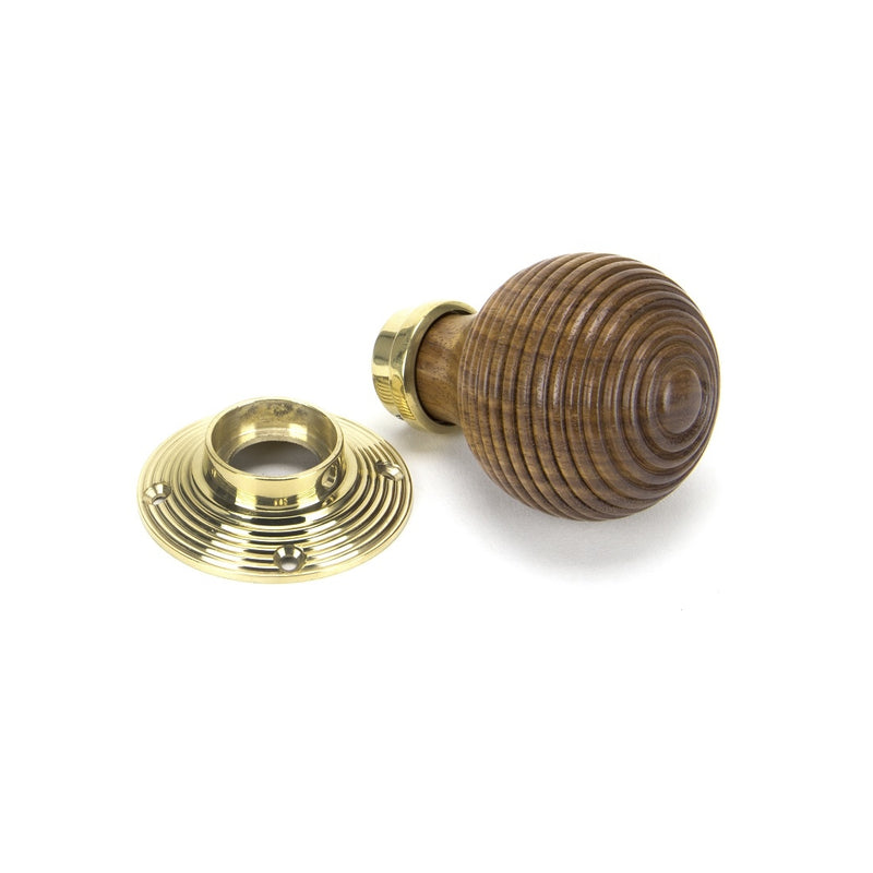 From The Anvil Beehive Knob Handles on Round Rose - Rosewood & Polished Brass