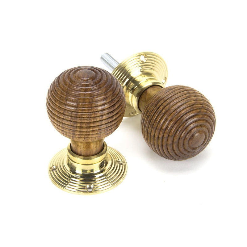 From The Anvil Beehive Knob Handles on Round Rose - Rosewood & Polished Brass