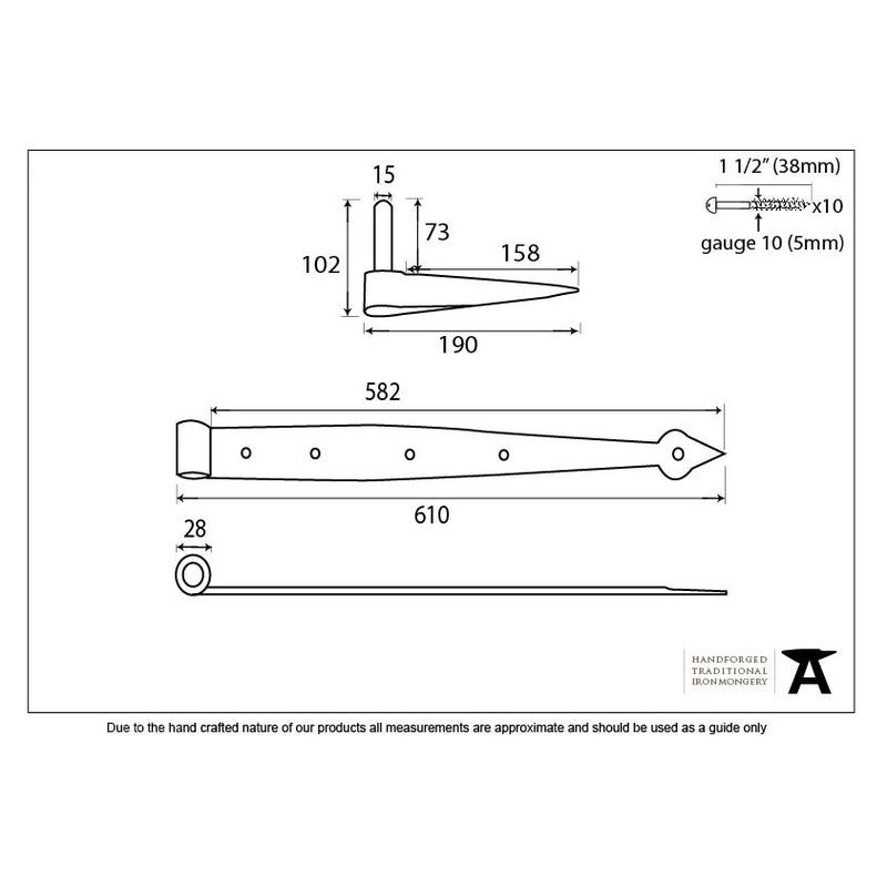 From The Anvil Band & Spike Hinges (pair) - 24" - External Beeswax