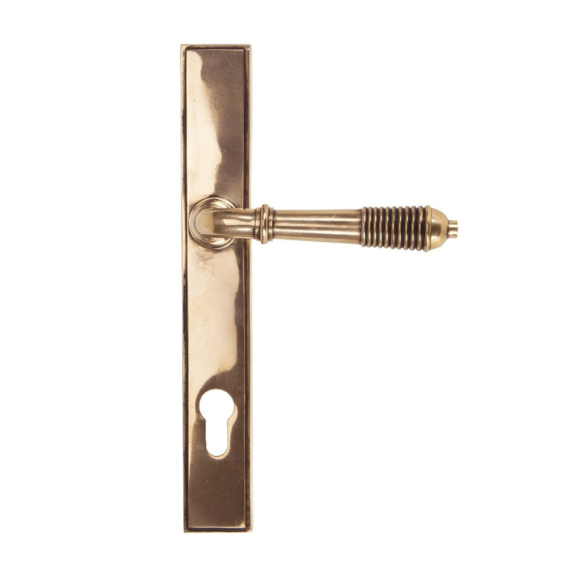 From The Anvil Reeded 92pz Slimline Euro Handles For Multi-Point Locks - Polished Bronze