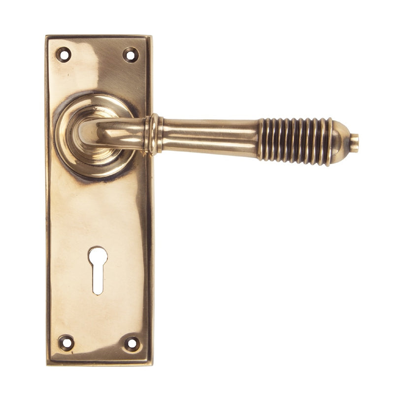From The Anvil Reeded Lock Handles - Polished Bronze