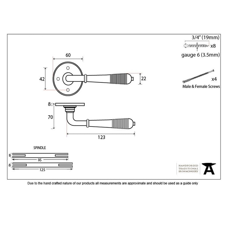 From The Anvil Reeded Lever Handles on Round Rose - Polished Bronze