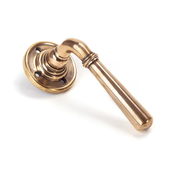 From The Anvil Newbury Lever Handles on Round Rose - Polished Bronze