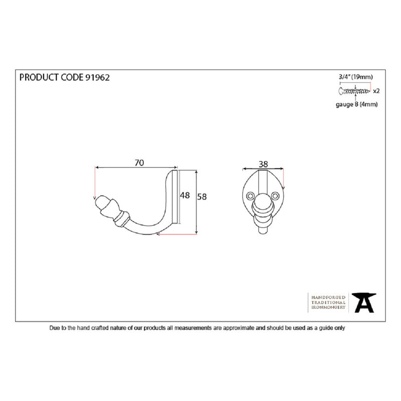 From The Anvil Coat Hook - Polished Bronze