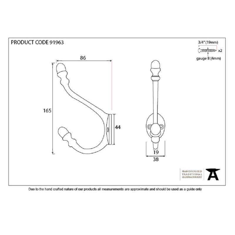 From The Anvil Hat & Coat Hook - Polished Bronze