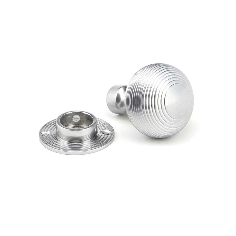 From The Anvil Beehive Heavy Knob Handles on Round Rose - Satin Chrome